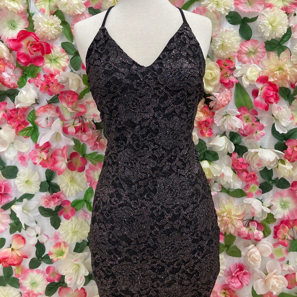 Black glitter crisscross dress